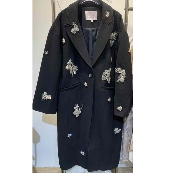 Cinq A Sept Gravis Ivy Embellished Coat Black Wool - Picture 7 of 7